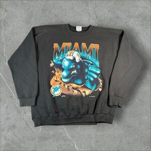 Vintage Miami Dolphins Sweatshirt Men XL Black 90s 1994 NFL Break Through Nutmeg